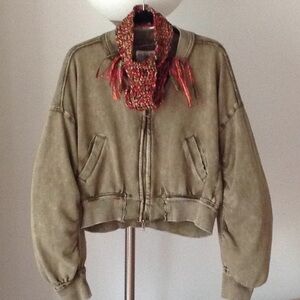 🍃🌹🍃 'We The Free' Bomber Style Acid Wash Jacket